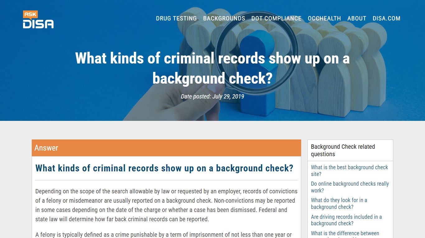 What kinds of criminal records show up on a background check? - DISA